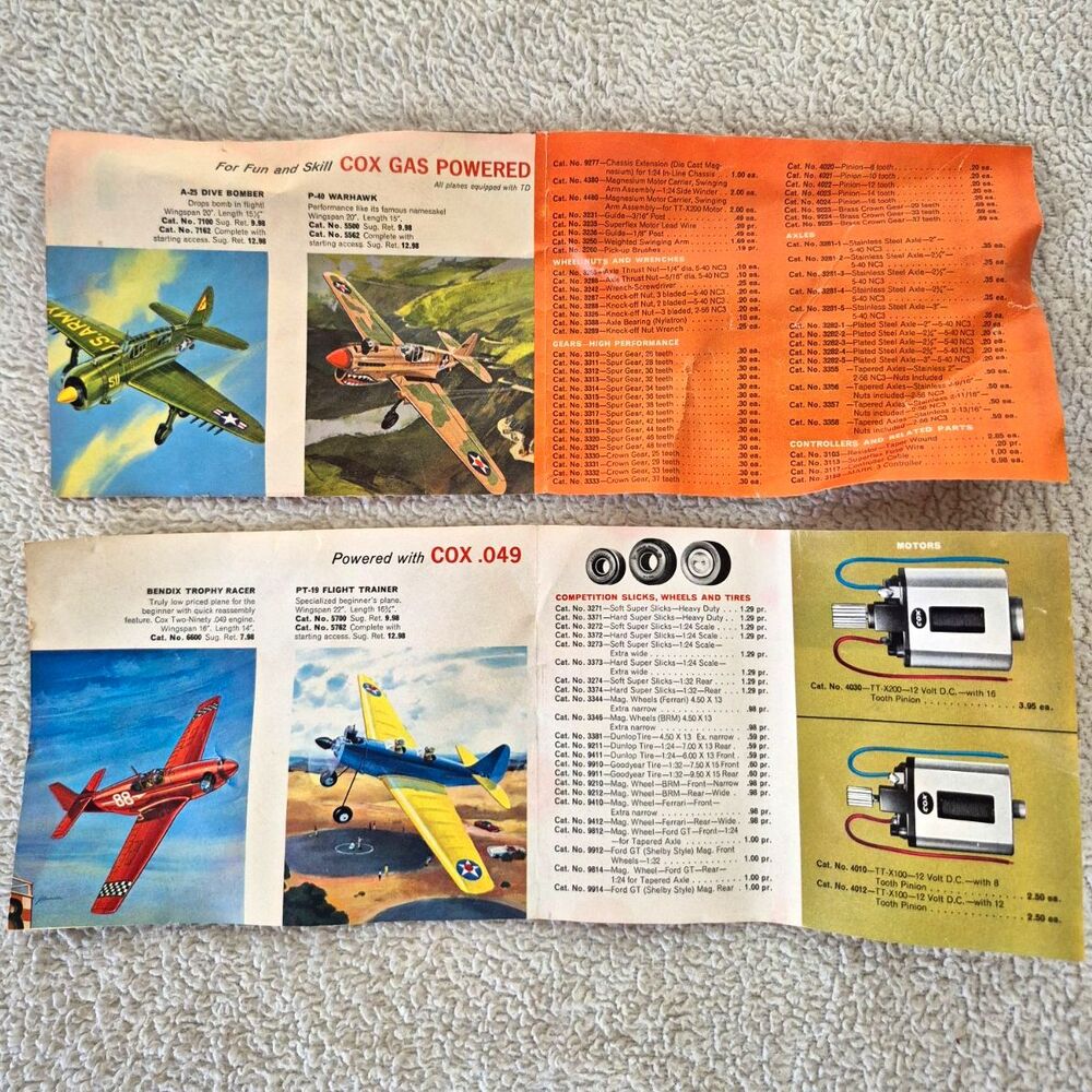 Cox .049 Catalog Price List Brochure Airplanes Competition Cars Parts English